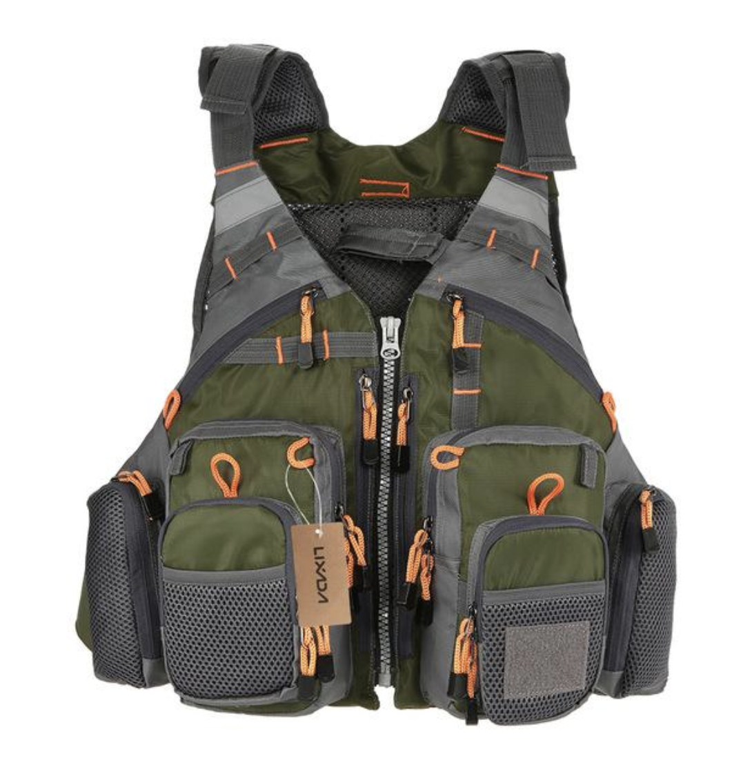 Adjustable Fishing Life Vest with Multi Pocket Storage
