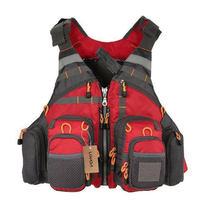 Adjustable Fishing Life Vest with Multi Pocket Storage
