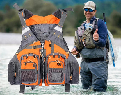 Adjustable Fishing Life Vest with Multi Pocket Storage