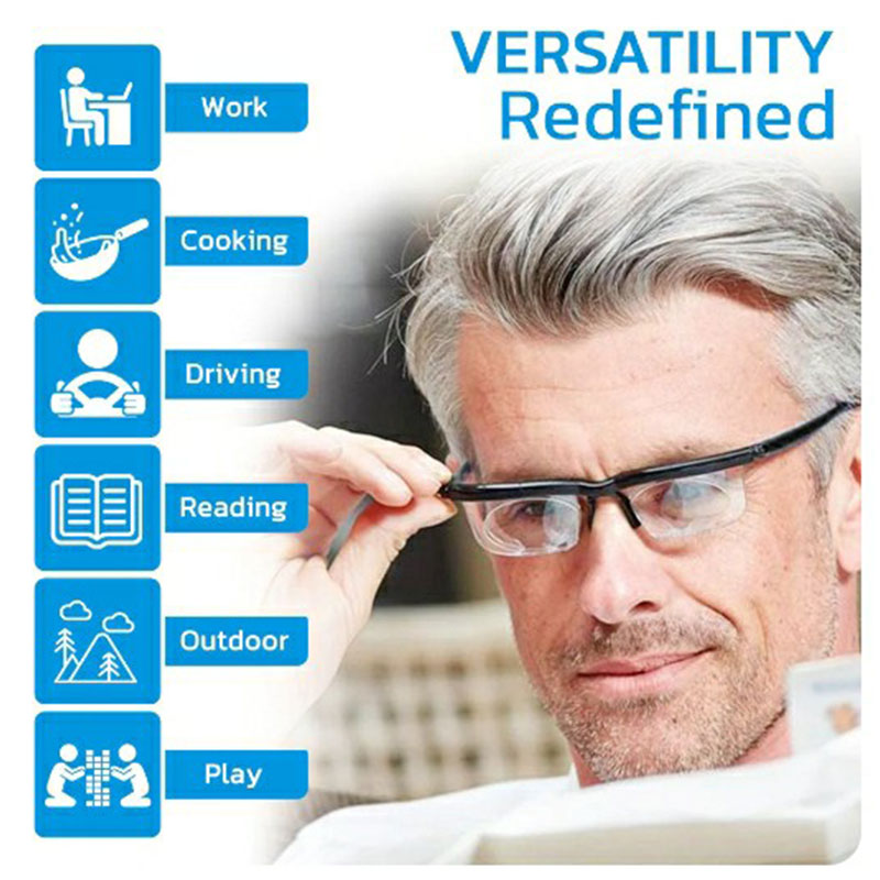Adjustable Focus Glasses with Dual Lens Control