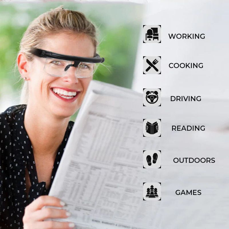 Adjustable Focus Reading Glasses with Dual Dial Lenses