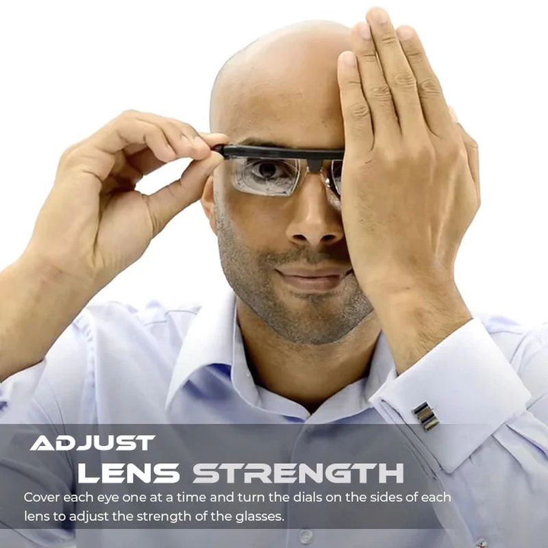 Adjustable Focus Reading Glasses with Dual Dial Lenses