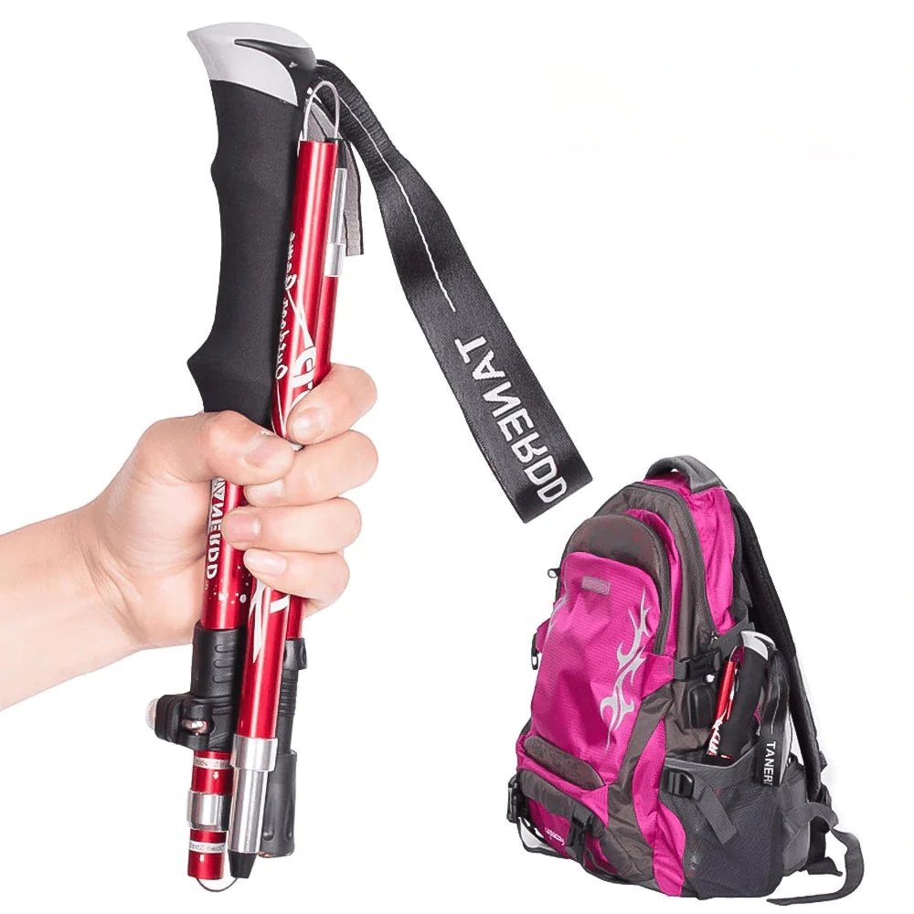 Adjustable Foldable Trekking Poles Lightweight Hiking Walking Sticks Aluminum Outdoor Trail Support