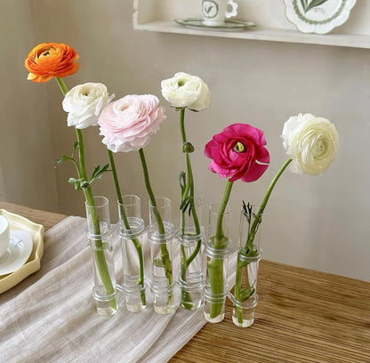 Adjustable Glass Tube Flower Vase with Hinged Design