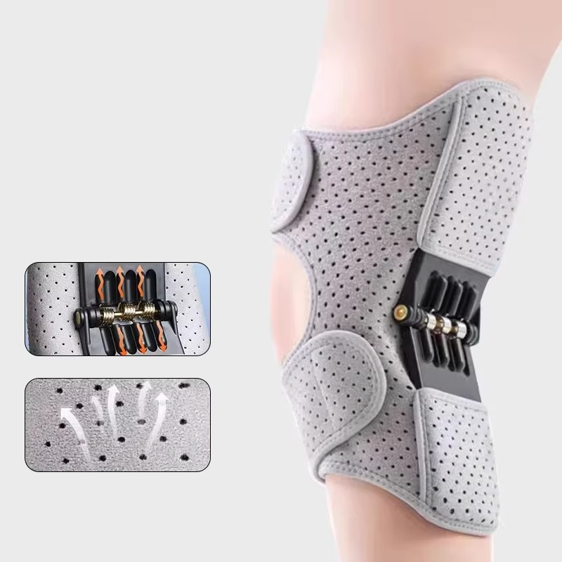 Adjustable Knee Support Brace with Rebound Springs and Breathable Straps