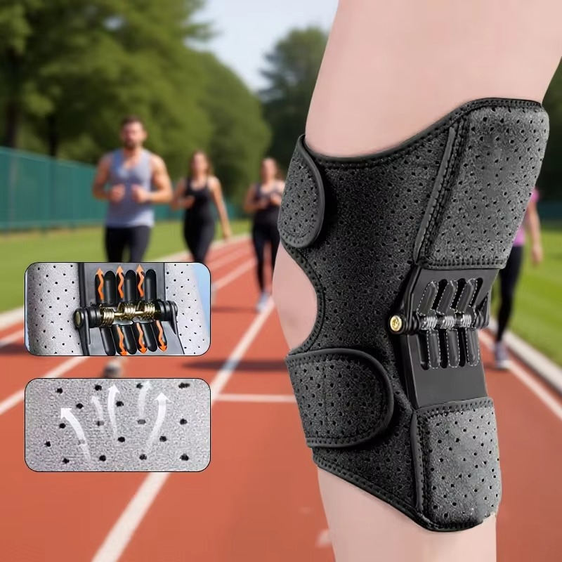 Adjustable Knee Support Brace with Rebound Springs and Breathable Straps