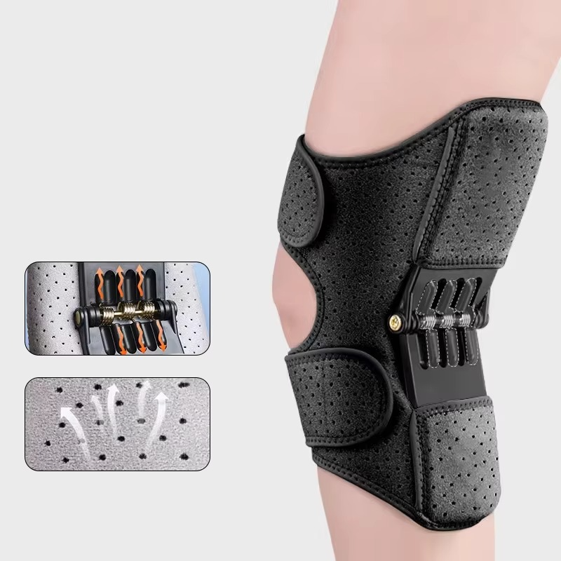 Adjustable Knee Support Brace with Rebound Springs and Breathable Straps