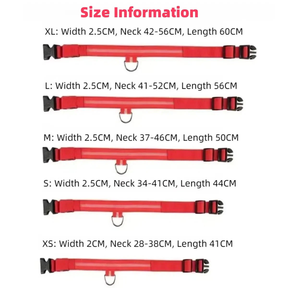 Adjustable LED Dog Collar with High Visibility Safety Light