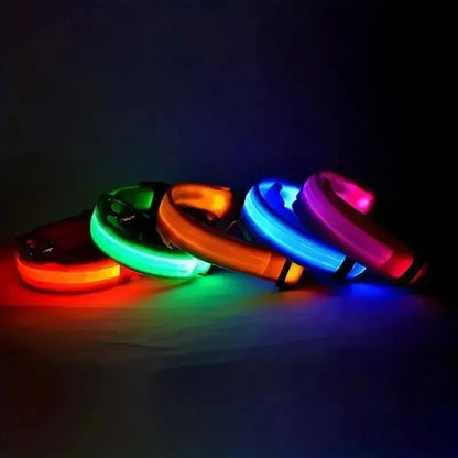 Adjustable LED Dog Collar with High Visibility Safety Light
