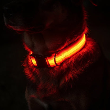Adjustable LED Dog Collar with High Visibility Safety Light