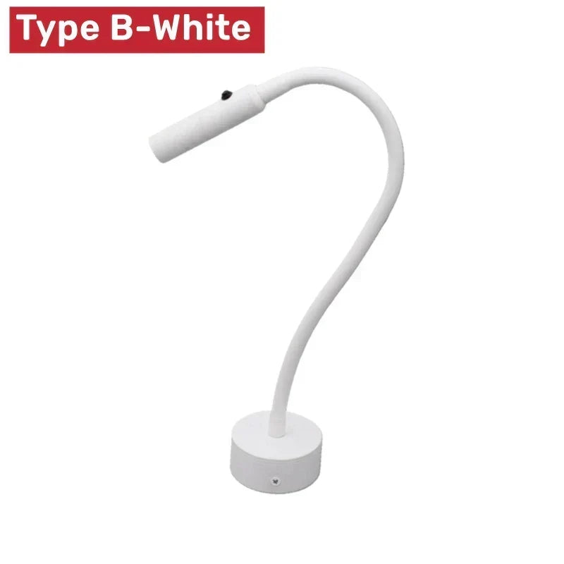 Adjustable LED Reading Wall Lamp with Flexible Gooseneck