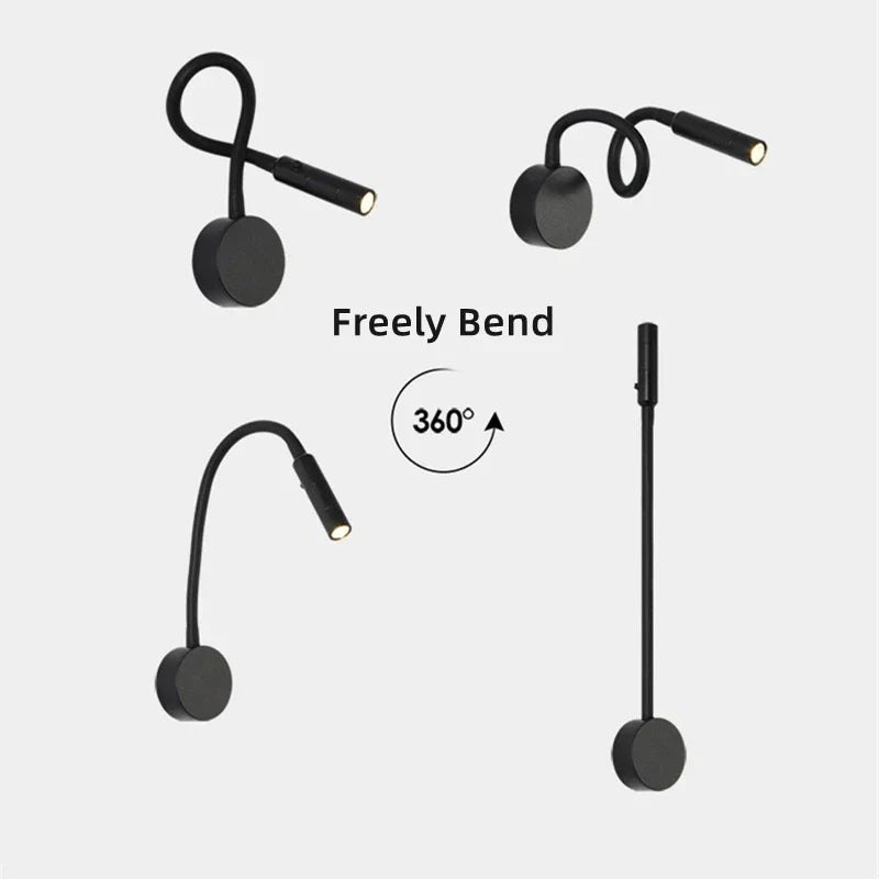 Adjustable LED Reading Wall Lamp with Flexible Gooseneck