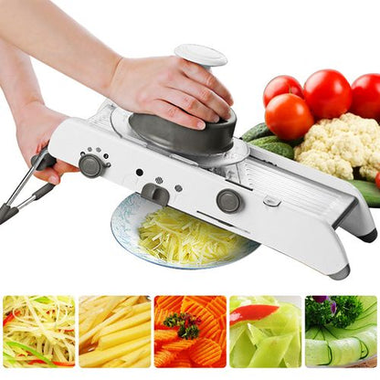 Adjustable Mandoline Vegetable Slicer with Stainless Steel Blades
