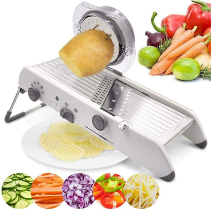 Adjustable Mandoline Vegetable Slicer with Stainless Steel Blades