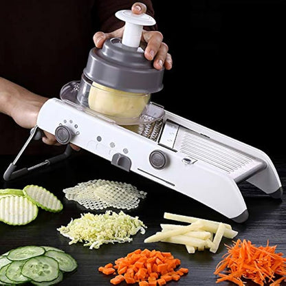 Adjustable Mandoline Vegetable Slicer with Stainless Steel Blades