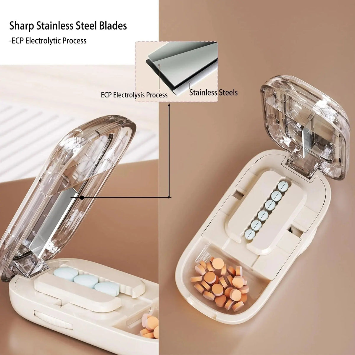 Adjustable Precision Pill Cutter with Stainless Steel Blade