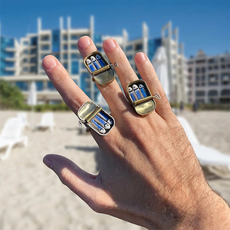 Adjustable Sardine Tin Ring or Necklace