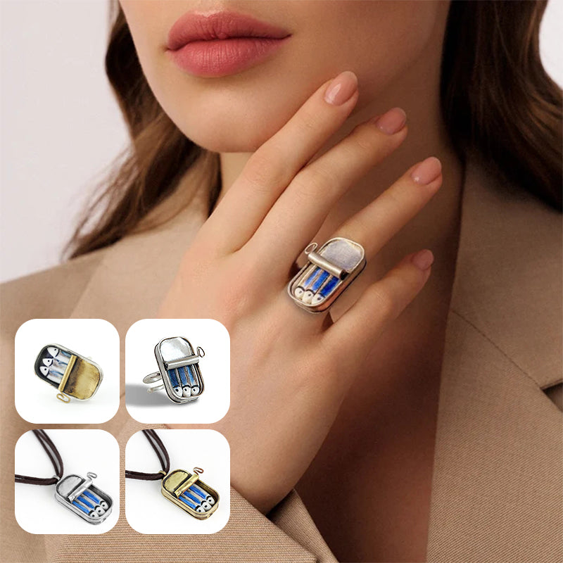 Adjustable Sardine Tin Ring or Necklace