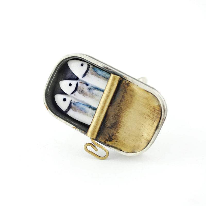 Adjustable Sardine Tin Ring or Necklace
