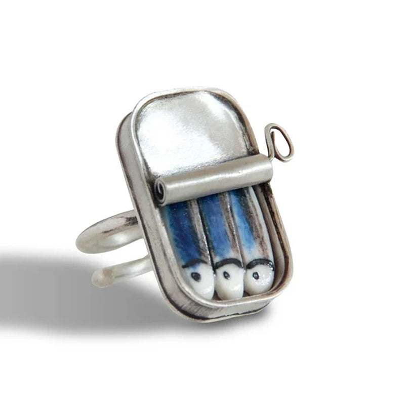 Adjustable Sardine Tin Ring or Necklace