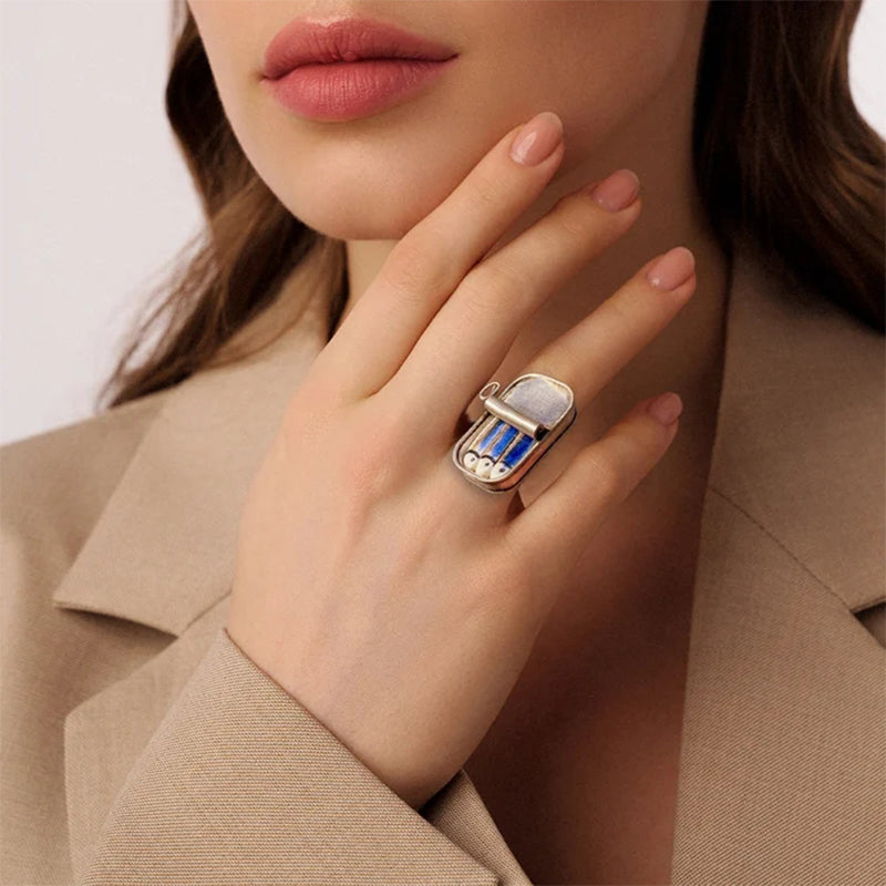 Adjustable Sardine Tin Ring or Necklace