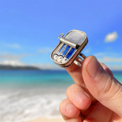 Adjustable Sardine Tin Ring or Necklace