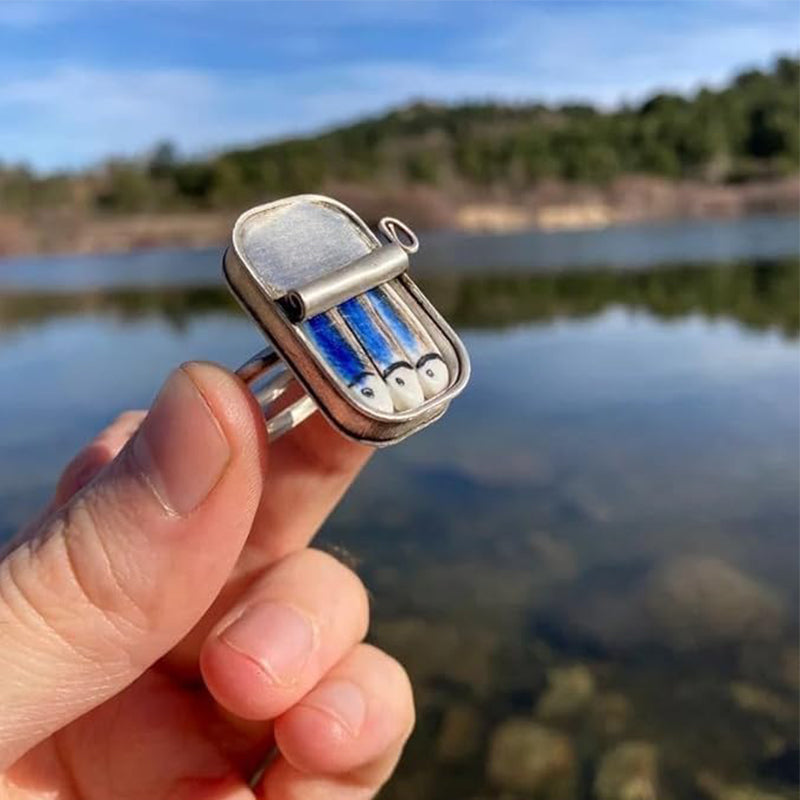 Adjustable Sardine Tin Ring or Necklace