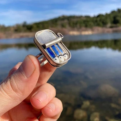 Adjustable Sardine Tin Ring or Necklace