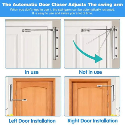 Adjustable Stainless Steel Automatic Door Closer for Quiet Closing