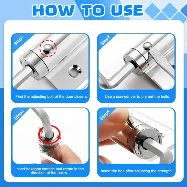 Adjustable Stainless Steel Automatic Door Closer for Quiet Closing