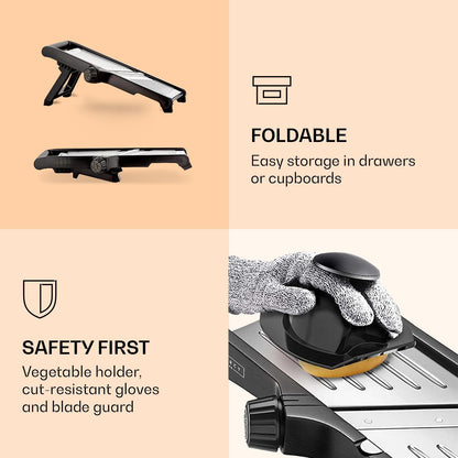 Adjustable Stainless Steel Mandoline Food Slicer with Safety Gloves