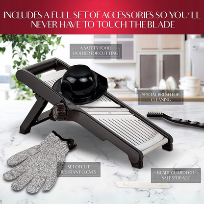 Adjustable Stainless Steel Mandoline Food Slicer with Safety Gloves