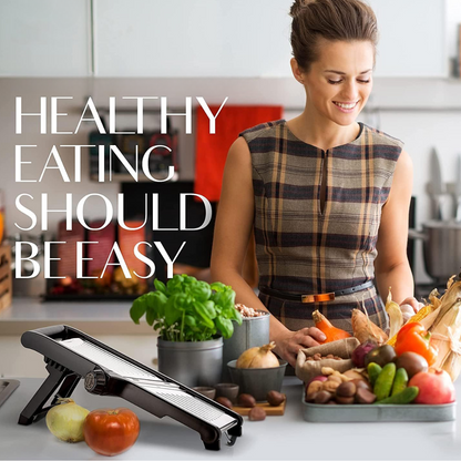 Adjustable Stainless Steel Mandoline Food Slicer with Safety Gloves