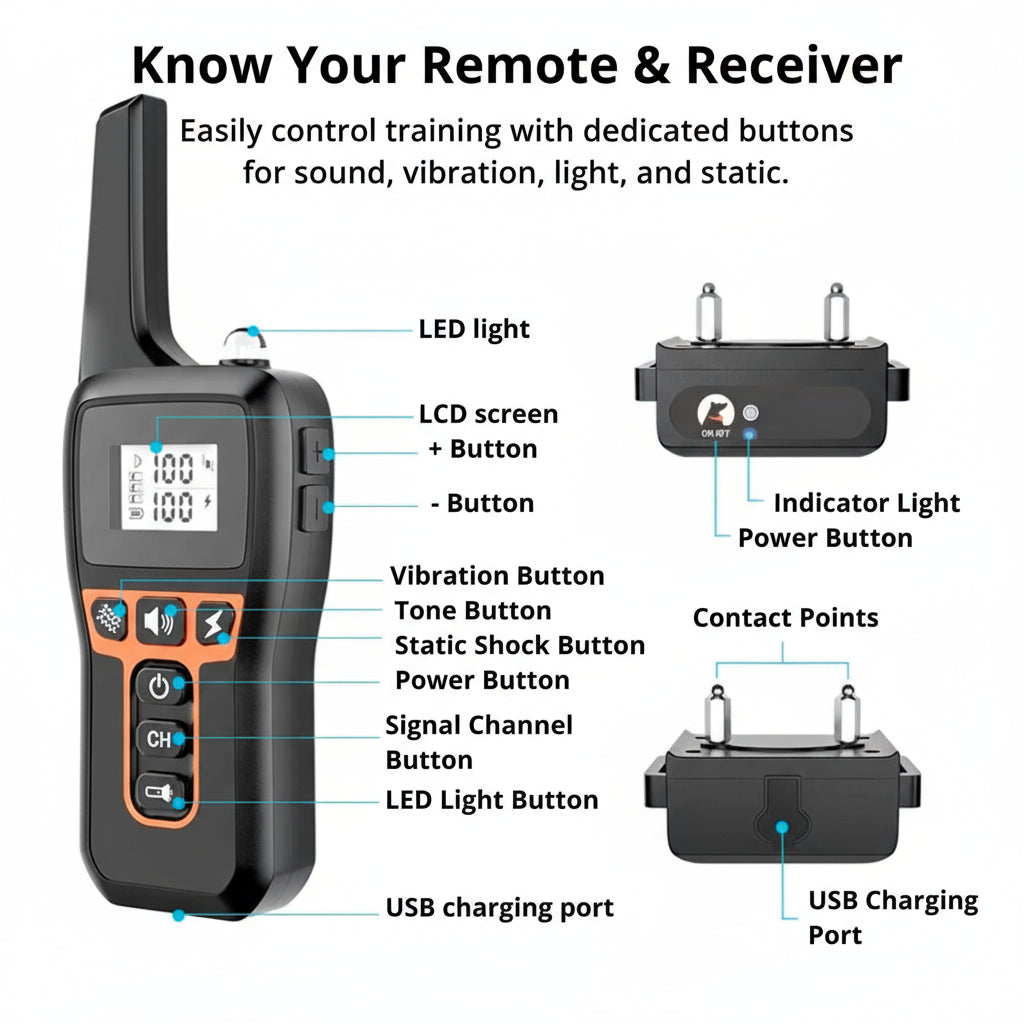 Adjustable Waterproof Dog Training Collar with Remote Control