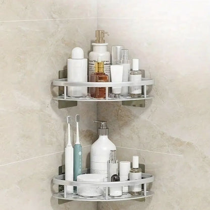 Aluminum Shower Caddy with Self Adhesive Mount and Drainage