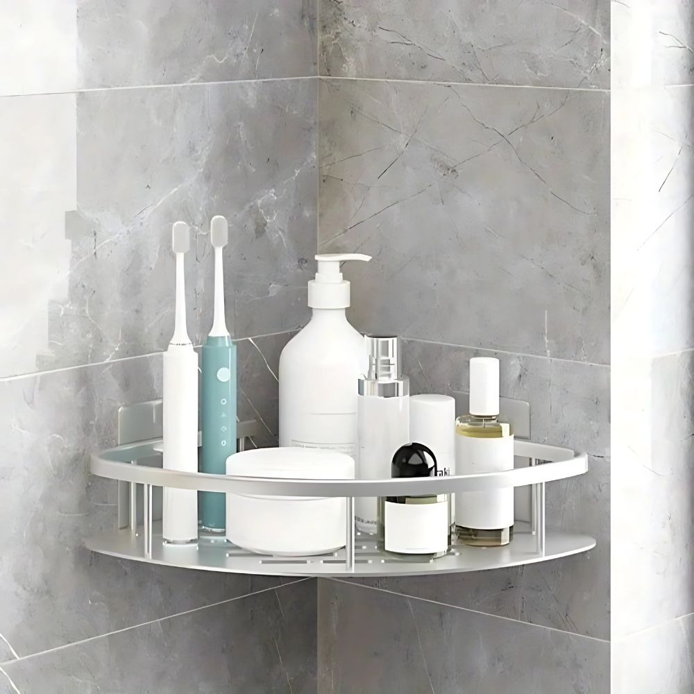Aluminum Shower Caddy with Self Adhesive Mount and Drainage