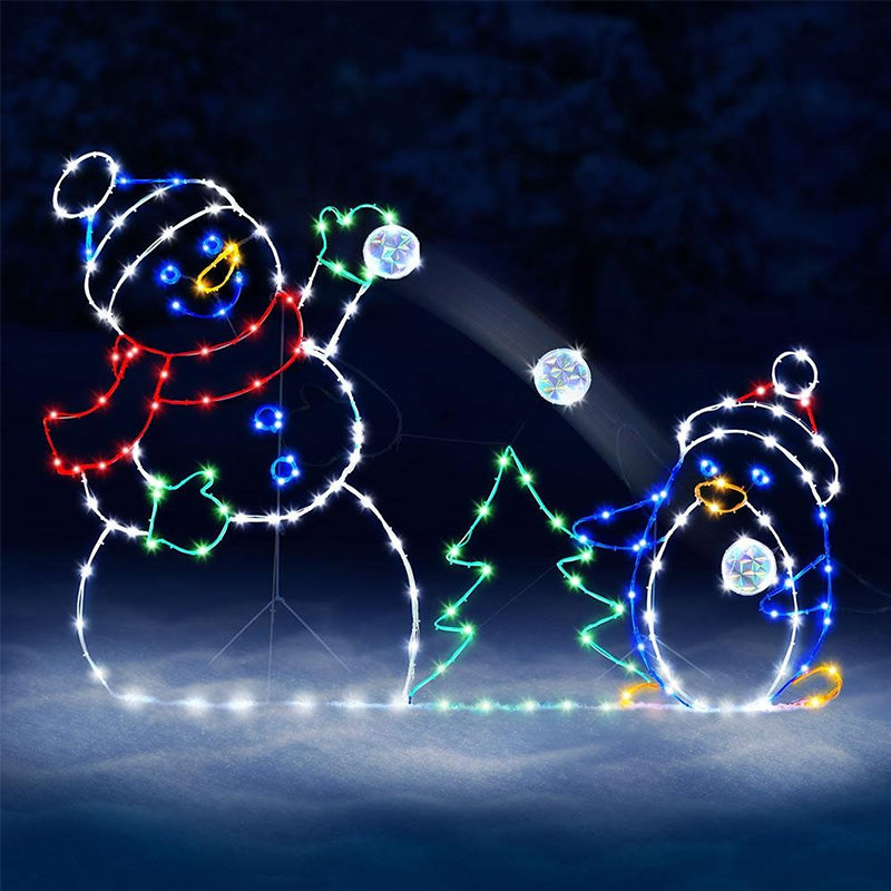 Animated LED Snowman Penguin Christmas Outdoor Light Decor