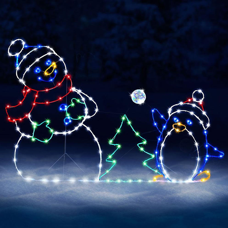 Animated LED Snowman Penguin Christmas Outdoor Light Decor