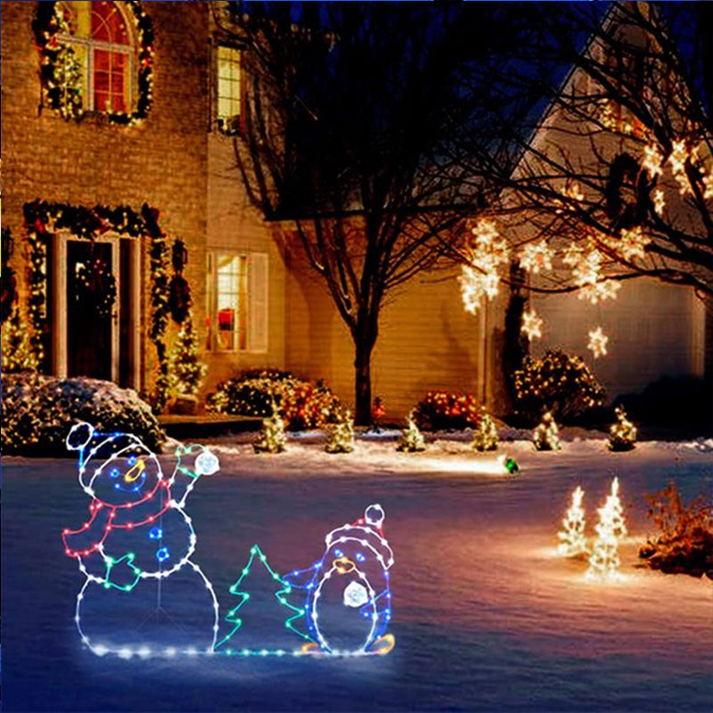 Animated LED Snowman Penguin Christmas Outdoor Light Decor