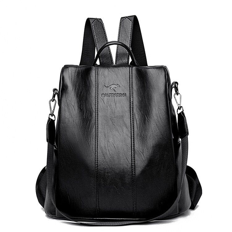 Vintage Anti Theft Leather Backpack Convertible Shoulder Bag for Women
