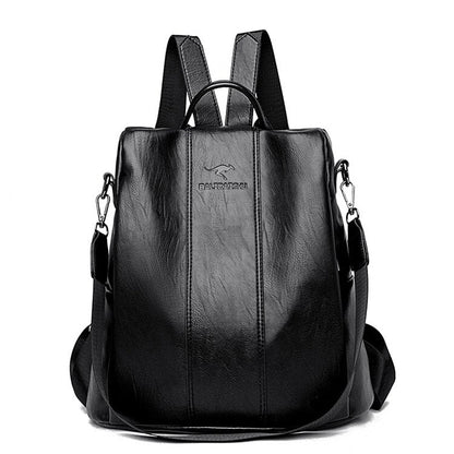 Vintage Anti Theft Leather Backpack Convertible Shoulder Bag for Women