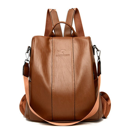 Vintage Anti Theft Leather Backpack Convertible Shoulder Bag for Women