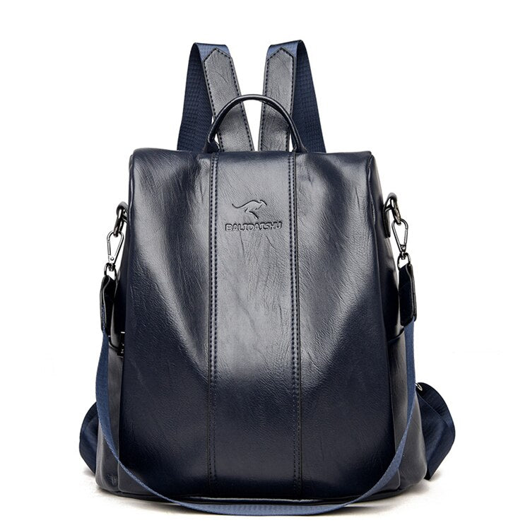 Vintage Anti Theft Leather Backpack Convertible Shoulder Bag for Women