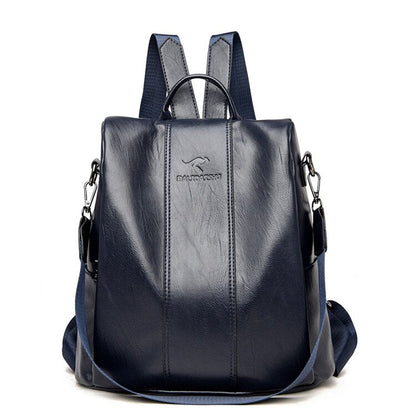 Vintage Anti Theft Leather Backpack Convertible Shoulder Bag for Women