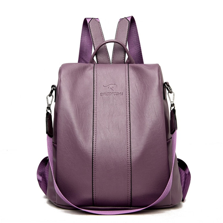 Vintage Anti Theft Leather Backpack Convertible Shoulder Bag for Women
