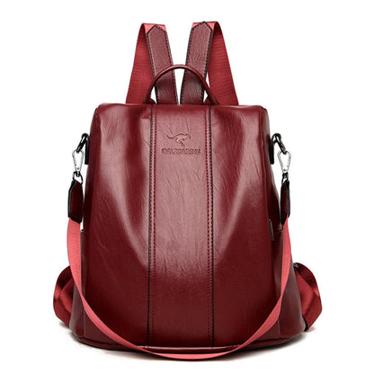 Vintage Anti Theft Leather Backpack Convertible Shoulder Bag for Women