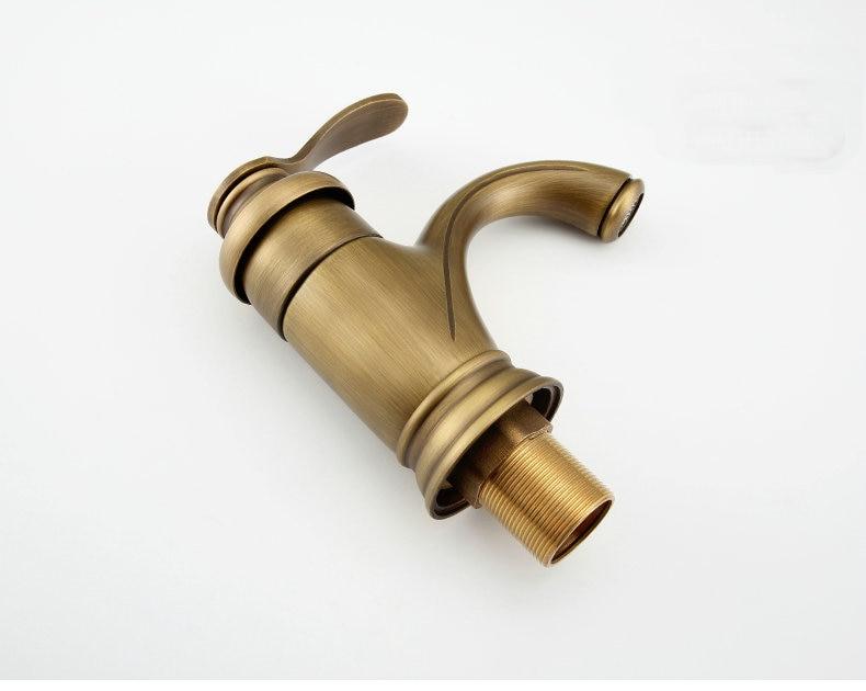 Antique Brass Bathroom Sink Faucet Single Handle Mixer Tap