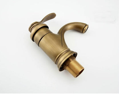 Antique Brass Bathroom Sink Faucet Single Handle Mixer Tap