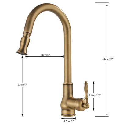 Antique Brass Kitchen Faucet Swivel Spout Mixer Tap