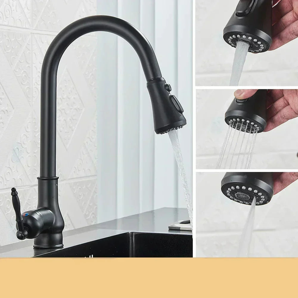 Antique Brass Kitchen Faucet Swivel Spout Mixer Tap